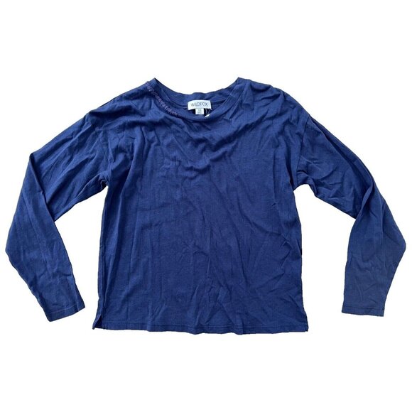 Wildfox Helena Long Sleeve Top in Snow Peacoat Blue ( XS ) - Picture 2 of 3